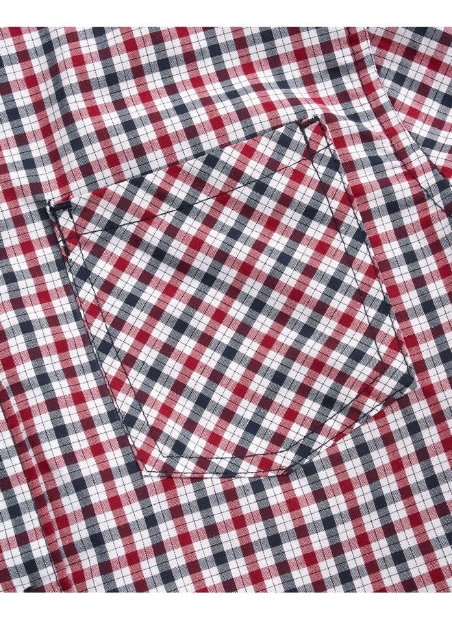Ben Sherman - Ben Sherman Boys' Shirt - Short Sleeve Woven Button Down Shirt - Kids' Casual Collared Shirt for Boys (8-18), Size 8, Red Navy Plaid - Image 1