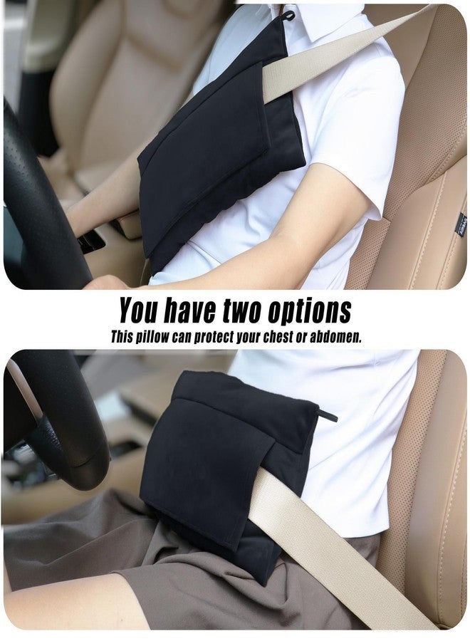 AmazeCov Post-Surgery Seat Belt Pillow - Super Soft Mastectomy & Tummy Tuck Cushion, Heart/Hysterectomy Recovery Pillow, Comfort Pad for Car, Black - Image 2