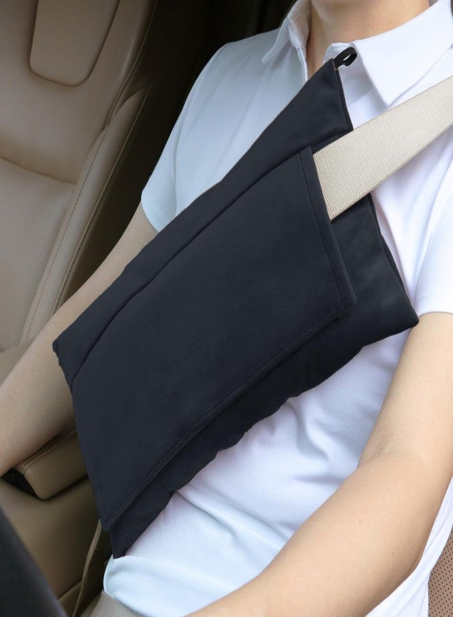 AmazeCov Post-Surgery Seat Belt Pillow - Super Soft Mastectomy & Tummy Tuck Cushion, Heart/Hysterectomy Recovery Pillow, Comfort Pad for Car, Black - Image 1