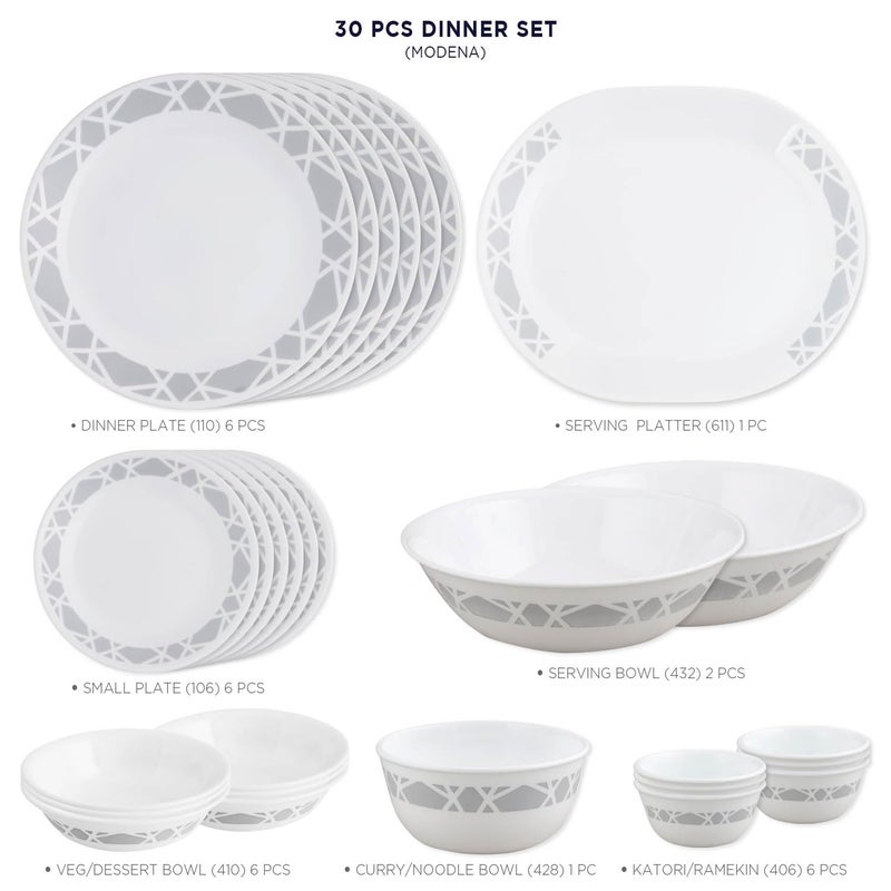 CORELLE Modena Glass 30Pcs Dinner Set Multicolor Printed - Image 3