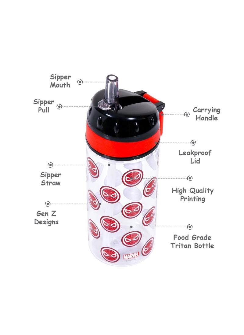 Eazy Kids - Marvel Spider-Man Tritan Water Bottle With Carry Handle - Black/Red, 420ml - Image 1