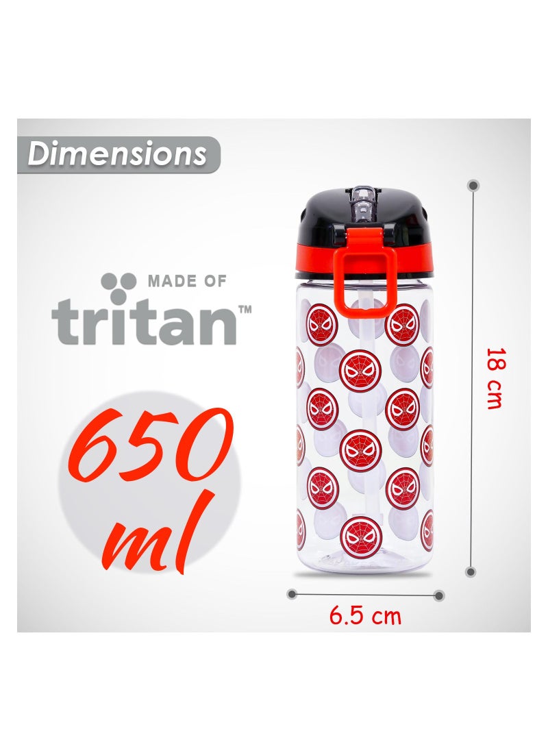 Eazy Kids - Marvel Spider-Man Tritan Water Bottle With Carry Handle - Black/Red, 420ml - Image 1