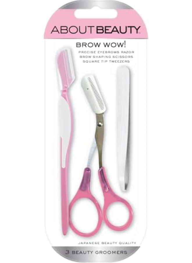 About Beauty مجموعة About Beauty Brow Wow 3 لمستحضرات تجميل الحواجب للتشكيل والتصفيف مصنوعة من الفولاذ الياباني لإزالة وتشكيل الشعر الوجه بدون ألم - Image 1