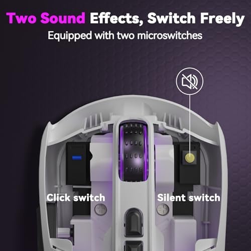 CORBOBO SOLAKAKA SM802 Wireless Gaming Mouse,24,000 DPI Max,Tri-Mode 2.4GHz/BT/Wired USB Rechargeable White Mouse with RGB,Programmable Macro Buttons,68g Lightweight Computer Mouse for Laptop/PC/Mac - Image 4