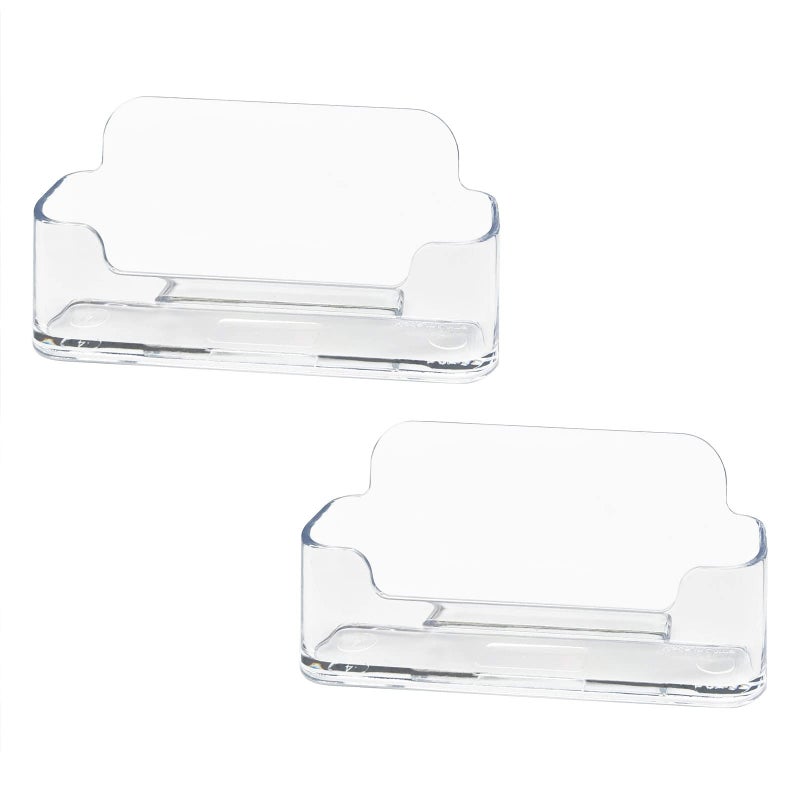 HSYMQ Acrylic Business Card Holder for Desk, Clear Plastic Business Cards Display Holders Stand, Fits 30-50 Business Cards - Image 1