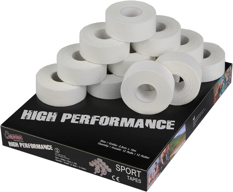 ALPIDEX 12 x Finger Tape 10 m x 25 cm White Zinc Oxide Tape Climbing Inelastic Tearable Sports Tape - Image 1