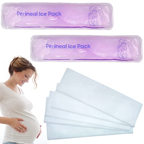 coldchill Reusable Perineal Ice Packs for Postpartum Hemorrhoid Pain Relief Hot Cold Pack for Women After Pregnancy 2 Ice Pack and 3 NonWoven Cover Purple