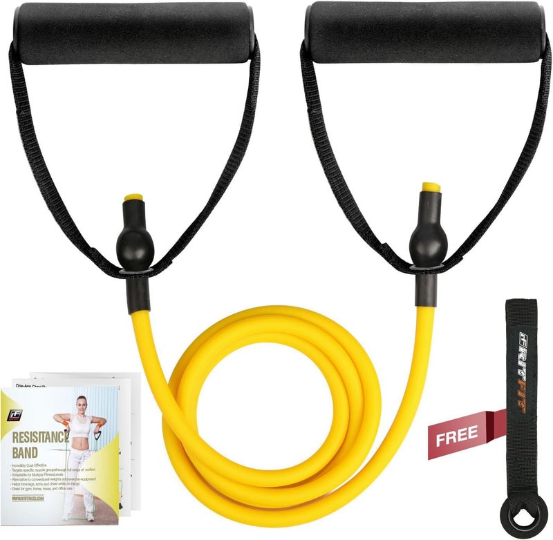 RitFit Single Resistance Exercise Band with Comfortable Handles - Ideal for Physical Therapy, Strength Training, Muscle Toning - Door Anchor and Starter Guide Included - Image 1