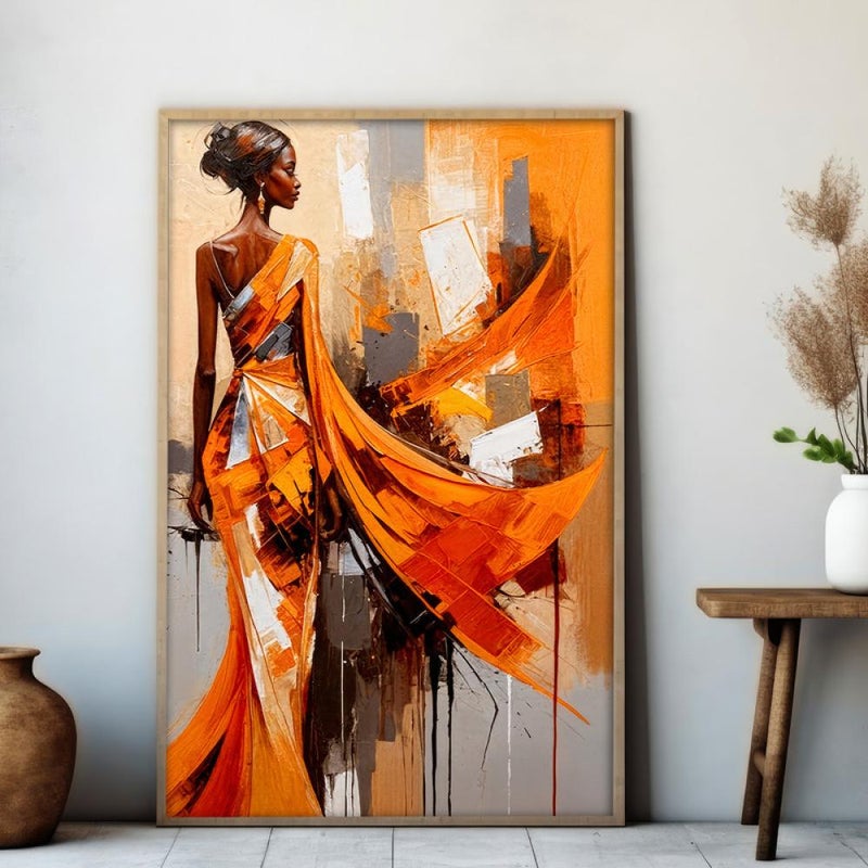 ماركتنا لوحة قماشية بتصميم امرأة مع برواز مجوف مقاس (120x80) قطعة واحدة - Image 1