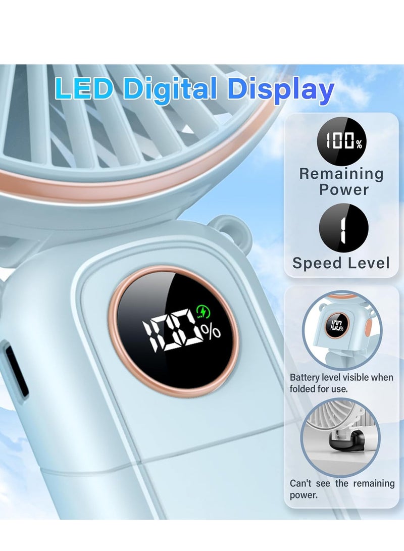 general Portable Handheld Fan, 5200mAh Rechargeable Hand Fan, 180° Foldable 6 Speeds Powerbank/Handheld/Neck/Desk 4 in 1, Trendy Metal Cooling Electric Personal Fan for Travel - Image 4