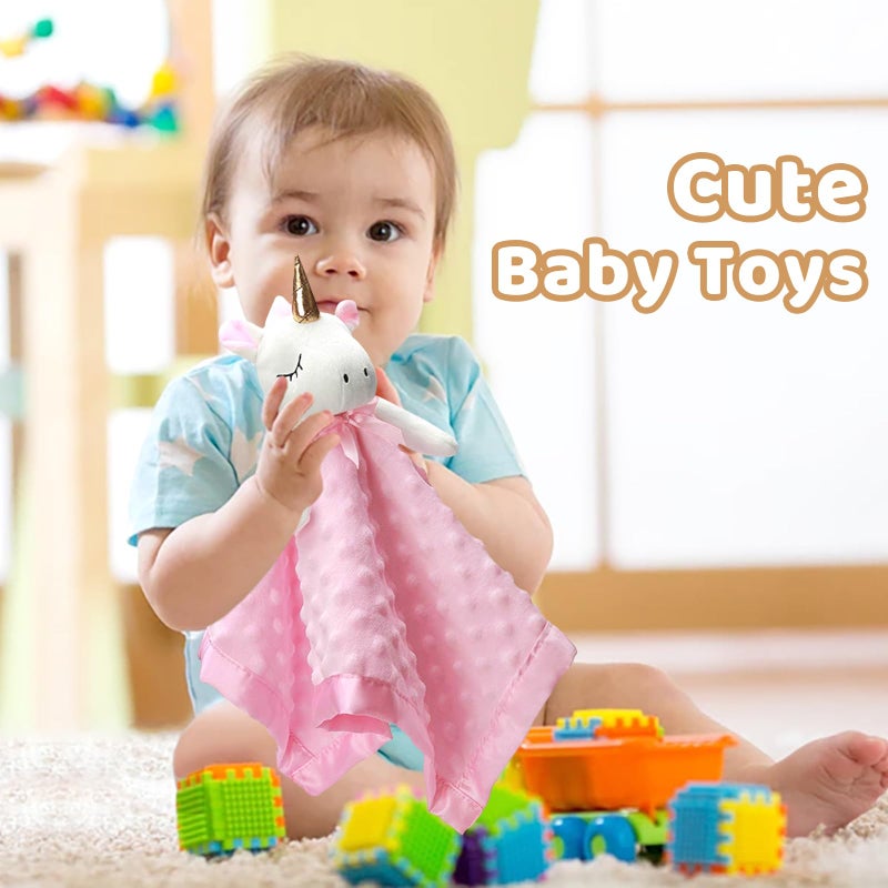 Pro Goleem Unicorn Loveys for Babies Soft Plush Pink Security Blanket for Girls Snuggle Toy Stuffed Animal Lovies for Babies Baby Girl Gifts for Newborn, Infant and Toddler, 16 Inch - Image 4