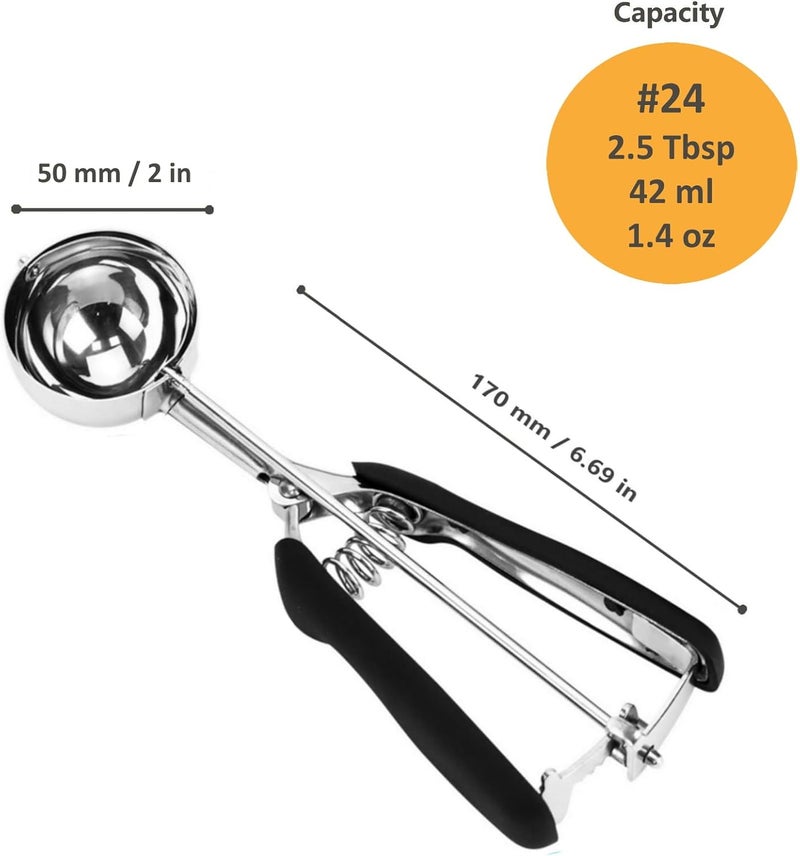 LLESCA Cookie Scoop, Ice Cream Scoop, 2.5Tbsp/42ml/1.4 oz Cookie Scoops for Baking, 18/8 Stainless Steel Cookie Scooper for Baking, Cookie Dough Scoop, Ice Cream Scooper with Trigger Release (#24) - Image 5