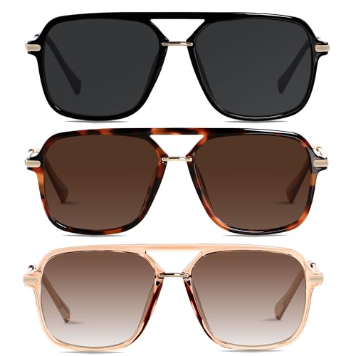 ANDWOOD Retro Square Sunglasses for Women Men Polarized Trendy Aviator 90s Pilot Shades Tortoise Sun glasses - Image 1