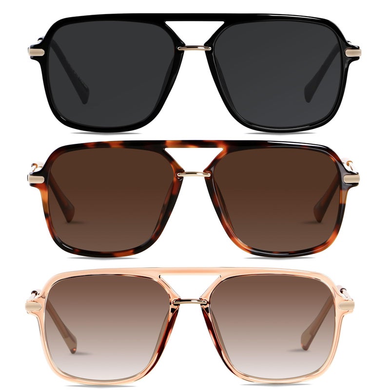 ANDWOOD Retro Square Sunglasses for Women Men Polarized Trendy Aviator 90s Pilot Shades Tortoise Sun glasses - Image 2
