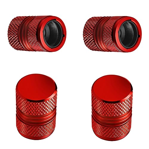 AQUAOK Tire Valve Stem Caps - 4 Pack Anti-Corrosion Premium Anodized Alloy Tyre Air Valve Caps Universal for Car SUV Bike Red - Image 1