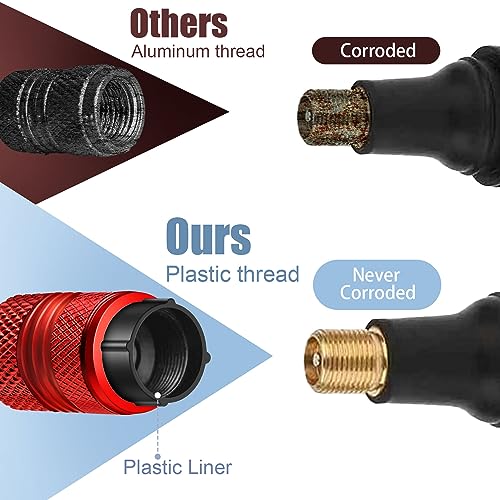 AQUAOK Tire Valve Stem Caps - 4 Pack Anti-Corrosion Premium Anodized Alloy Tyre Air Valve Caps Universal for Car SUV Bike Red - Image 4