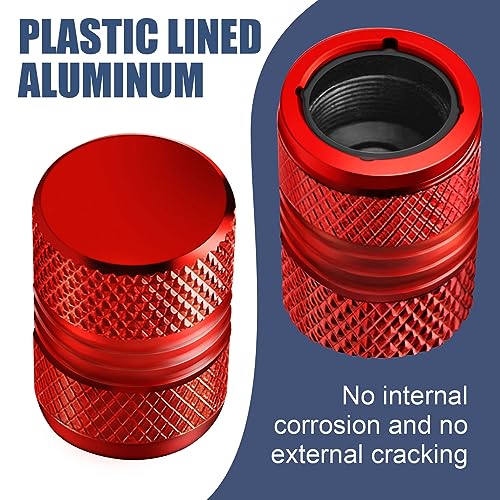 AQUAOK Tire Valve Stem Caps - 4 Pack Anti-Corrosion Premium Anodized Alloy Tyre Air Valve Caps Universal for Car SUV Bike Red - Image 2