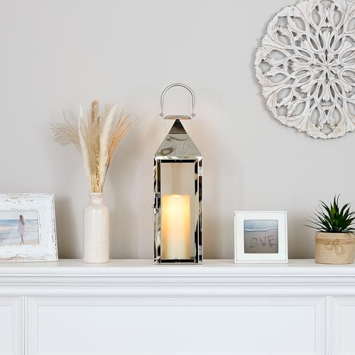 Zingz & Thingz Zings & Thingz Manhattan Hanging Cable Candle Holder Lantern, Decorative Light Home Decor, 15" Tall, Stainless Steel - Image 5
