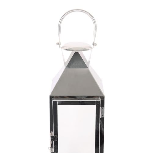 Zingz & Thingz Zings & Thingz Manhattan Hanging Cable Candle Holder Lantern, Decorative Light Home Decor, 15" Tall, Stainless Steel - Image 3