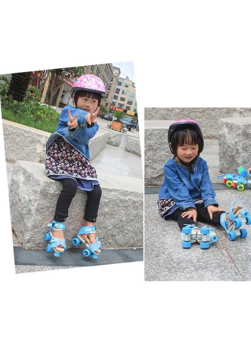 QSHOP - QSHOP® Beginner Roller Skates Adjustable Size Front Spacers for Kids Ages 4-12 Years Old PU 4 Wheels Roller Skates with School Sports Toys - Image 1