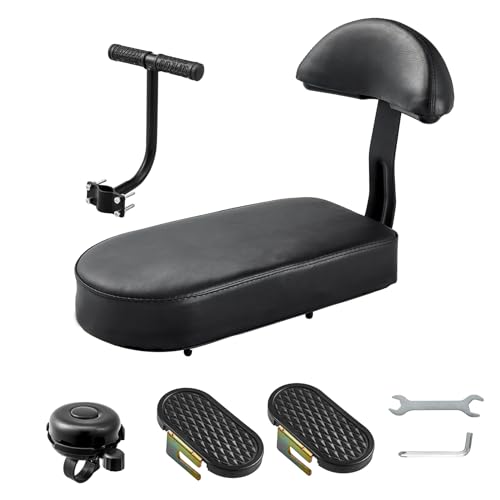 Zacro Kids Bike Seat Set, Comfort Bike Seat with Backrest, Wide Child Bicycle Rear Seat Cushion Back Safety Armrest Handrail Feet Pedals, Children Bicycle Back Seat for Over 5 Years Old - Image 1