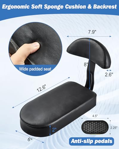 Zacro Kids Bike Seat Set, Comfort Bike Seat with Backrest, Wide Child Bicycle Rear Seat Cushion Back Safety Armrest Handrail Feet Pedals, Children Bicycle Back Seat for Over 5 Years Old - Image 5