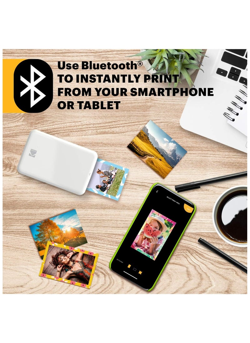 Kodak - Step Instant Smartphone Photo Printer - Portable Mini Color Wireless Mobile Printer - Zink 2x3” Sticky-Back Photos - Bluetooth Compatible with iOS & Android Devices - Fun Editing App - White - Image 1