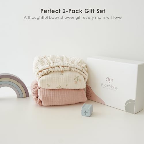 MairMore 2 Pack Muslin Fitted Bassinet Sheets for Babies, Soft & Breathable 100% Cotton Bedside Sleeper Bassinet Sheet, Moses Basket Oval Rectangle Pad/Mattress (Pink) - Image 5