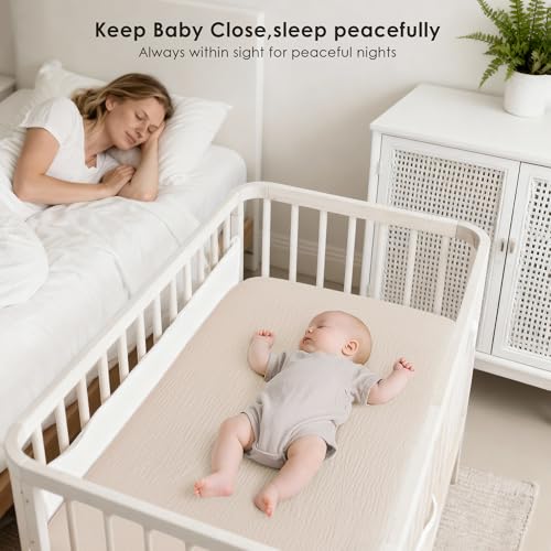 MairMore 2 Pack Muslin Fitted Bassinet Sheets for Babies, Soft & Breathable 100% Cotton Bedside Sleeper Bassinet Sheet, Moses Basket Oval Rectangle Pad/Mattress (Pink) - Image 2