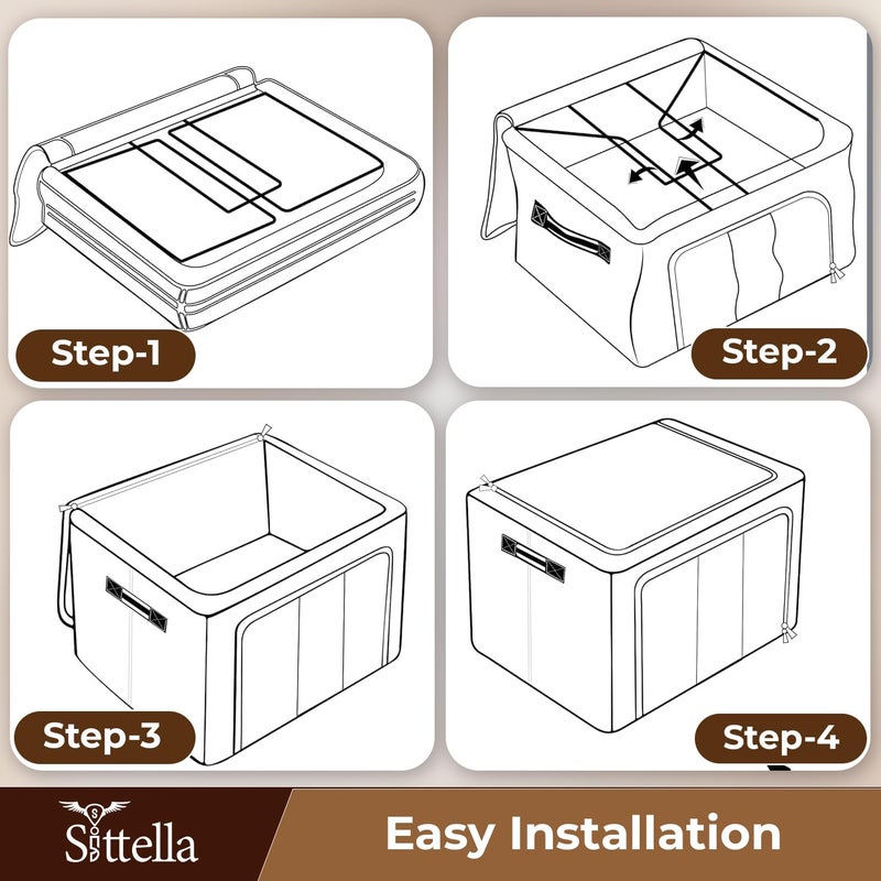 SITTELLA 2 Pieces 66 Liters Double Sided Zipper Wardrobe Organizer with Durable Handle Foldable Stuff Storage Box Closet Drawer Organizers for Clothes Toys Books Blanket Blue - Image 5