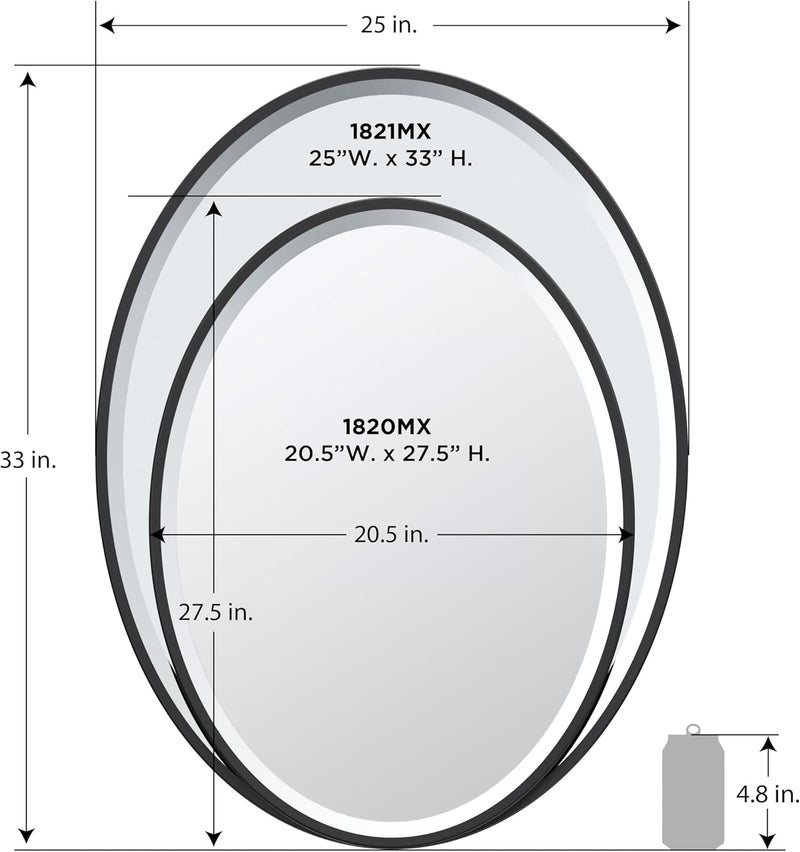 Gatco 1822 Bathroom Wall Mirror 33H x 25W Modern mirror for Living Room Vanity Slim Design Beveled Framed Large Rectangle Chrome mirror  Hangs Horizontal or Vertical with Easy Mount Bracket - Image 4
