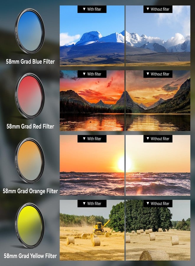 APEXEL 58mm Phone Filter Kit with Cell Phone Clip (7 Pcs: CPL/ND32/Star/4-Color Graduated Filters) Compatible with iPhone 17 16 15 14 Pro Max 13 12 11 & Canon Nikon Sony Cameras, with Cold Shoe Mount - Image 3