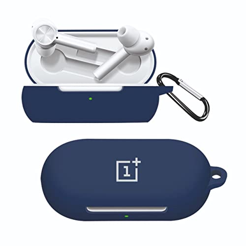 Printme Silicone Protective Case Cover for Oneplus Buds Z2 TWS, Anti Fall Anti Dust, with Hook (2023) (Earbuds Not Included) (Blue) - Image 1