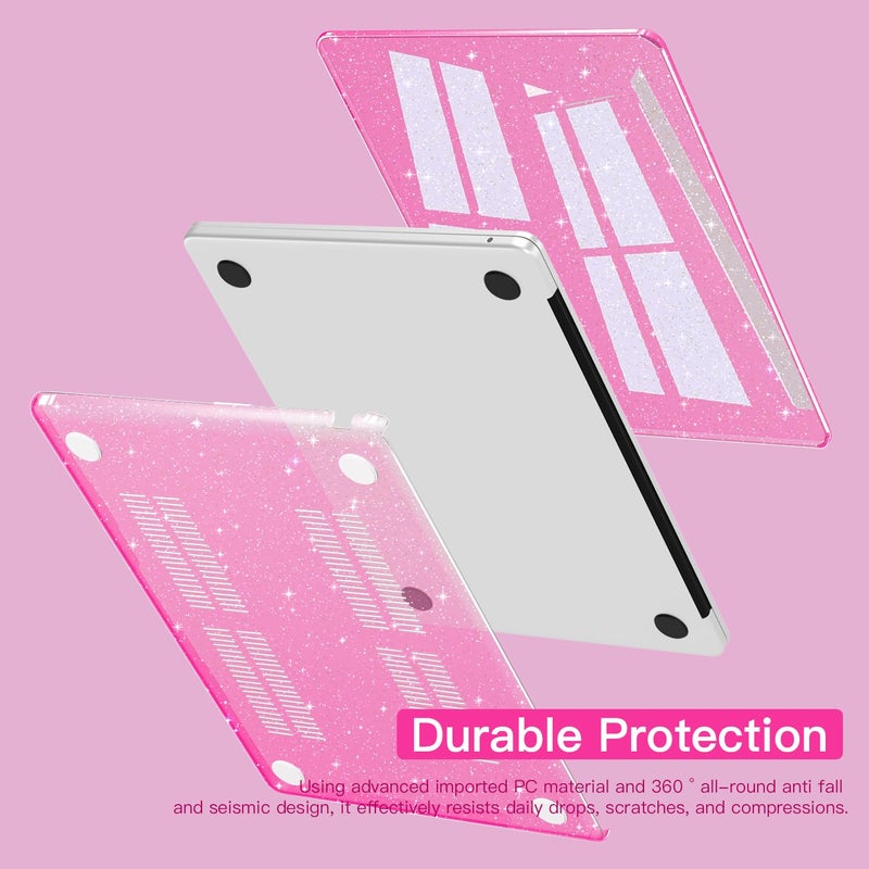 CISSOOK Compatible with MacBook Air 13.6 inch Case Glitter 2026 2025 2024 2023 2022 A3449 M5 A3240 M4 A3113 M3 A2681 M2 Chip, Sparkly Pink Bling Hard Shell Case for MacBook Air 13, Rose Pink Glitter - Image 4