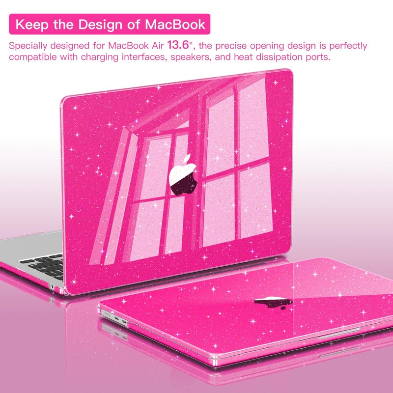 CISSOOK Compatible with MacBook Air 13.6 inch Case Glitter 2026 2025 2024 2023 2022 A3449 M5 A3240 M4 A3113 M3 A2681 M2 Chip, Sparkly Pink Bling Hard Shell Case for MacBook Air 13, Rose Pink Glitter - Image 5
