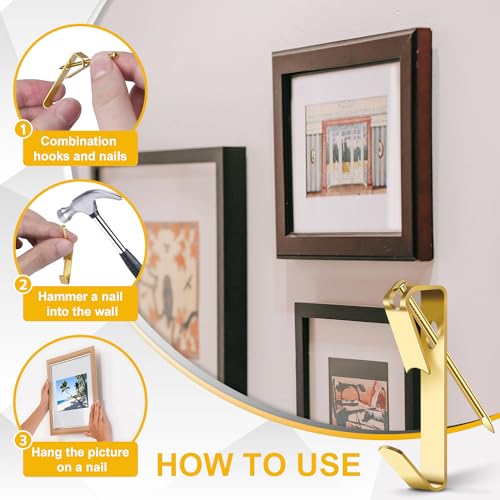 ARRITZ Picture Hanging Kit, ARRITZ 210pcs Wall Hangers, 20lb, 30lb and 50lb Heavy Duty Picture Hanging Hooks with Nails for Wooden Wall, Drywall - Image 4
