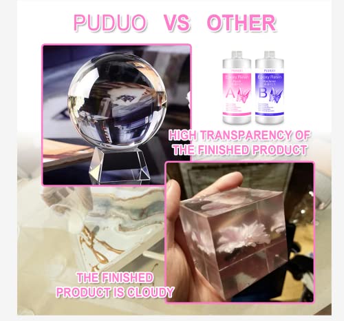 Puduo Epoxy Resin Clear Kit 64 OZ for Art, Jewelry Making, Crafts, Keychain - Including 32 OZ Resin and 32 OZ Hardener, Fast Curing 2 Part AB Epoxy Casting Resin by Puduo - Image 4
