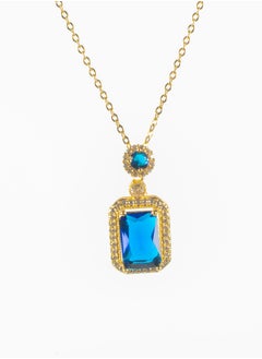The Black Pearl Accessories Blue Zirconic Cube Stainless Steel Pendant Neckalce  - Image 1
