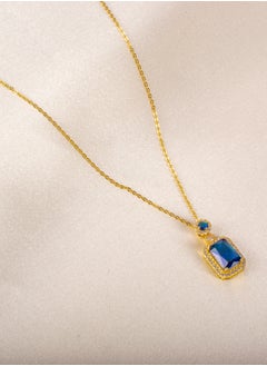 The Black Pearl Accessories Blue Zirconic Cube Stainless Steel Pendant Neckalce  - Image 3