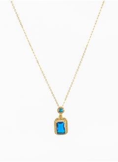 The Black Pearl Accessories Blue Zirconic Cube Stainless Steel Pendant Neckalce  - Image 2
