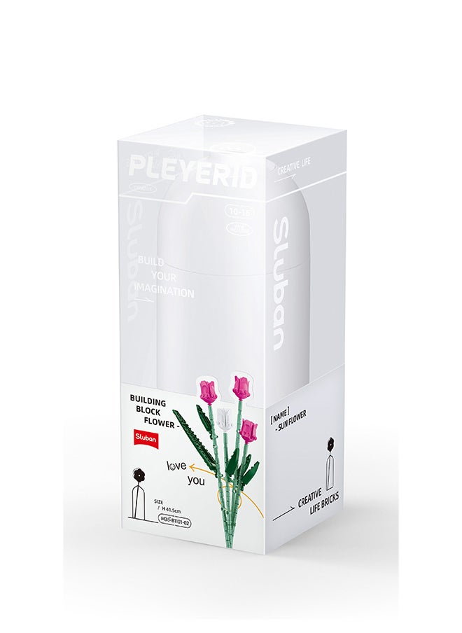 Sluban - Flower Vase Building Kit - A Unique Flower Container With 203  Piece And Flowers Tulip - Image 1