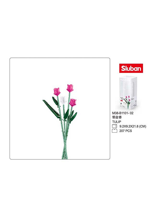 Sluban - Flower Vase Building Kit - A Unique Flower Container With 203  Piece And Flowers Tulip - Image 1