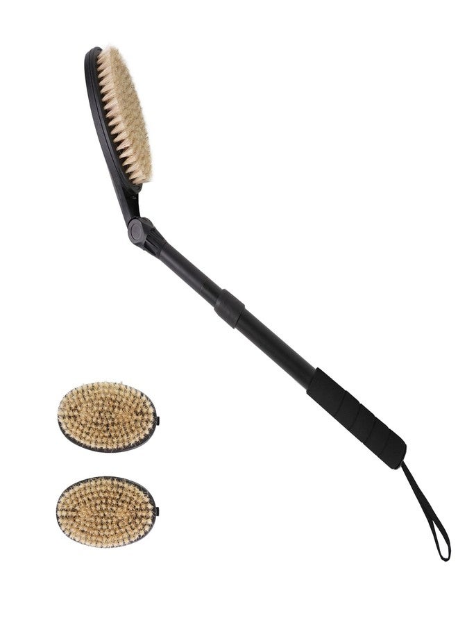 EASACE 3.0 Back Scrubber Brush for Shower, Soft and Stiff Bristles, Adjustable Head, Long Handle, Replacement Brush Head - Image 1