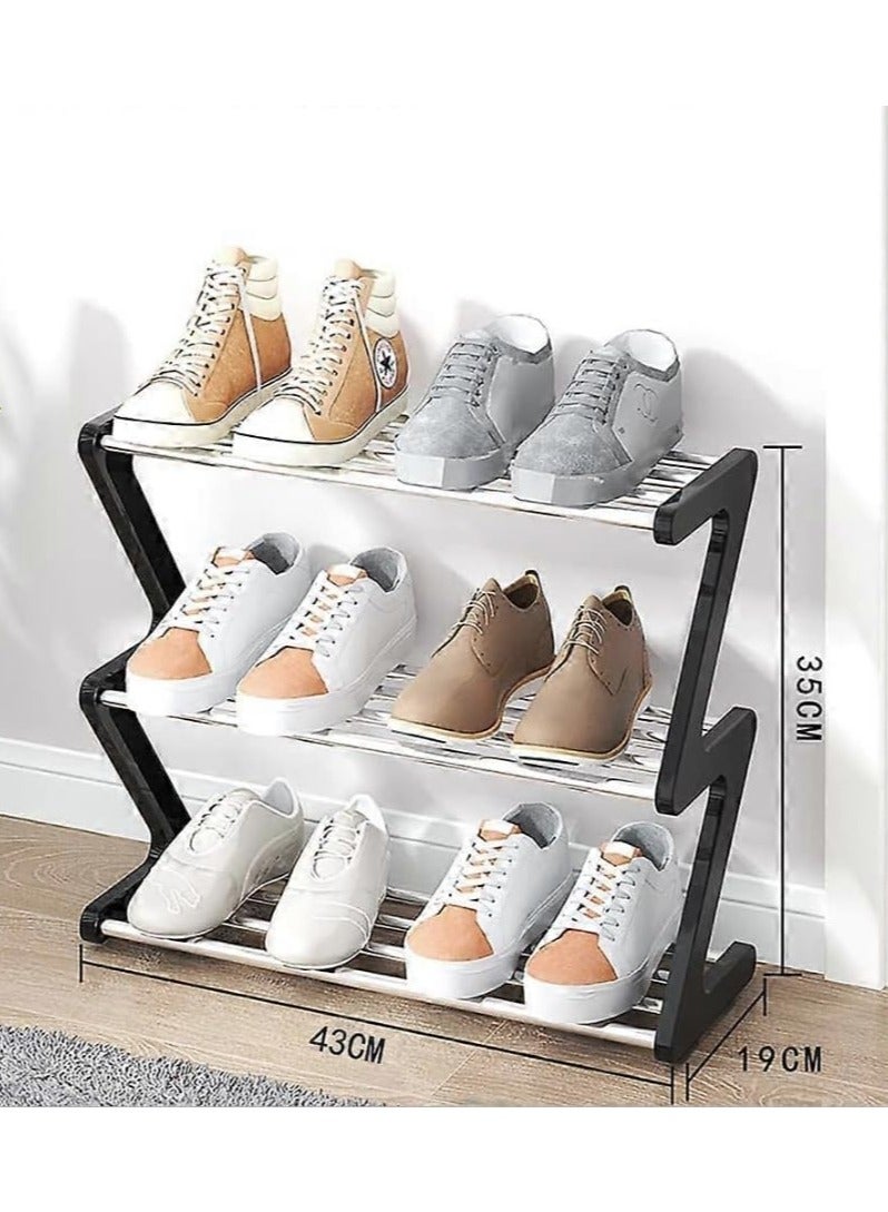HOME TASTE Shoe Rack Organizer Shoe Rack for Entryway Shoe Storage Shelf Organizer Sturdy and Durable plastic Structureand metal rodd shelf Free Standing Shoe Rack for Closet  - Image 2