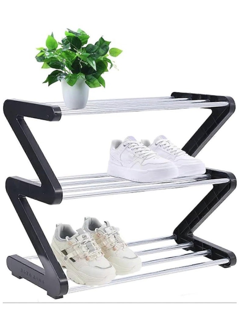 HOME TASTE Shoe Rack Organizer Shoe Rack for Entryway Shoe Storage Shelf Organizer Sturdy and Durable plastic Structureand metal rodd shelf Free Standing Shoe Rack for Closet  - Image 3