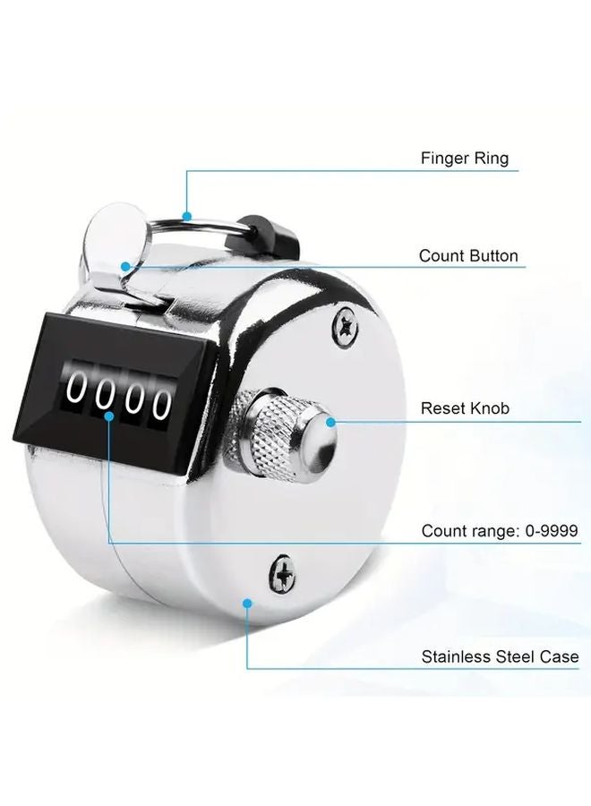عبوتان من عداد النقاط الميكانيكي اليدوي الفضي المضغوط بمشبك يدوي بقيمة 0 إلى 9999 مع حبل تعليق - Image 4