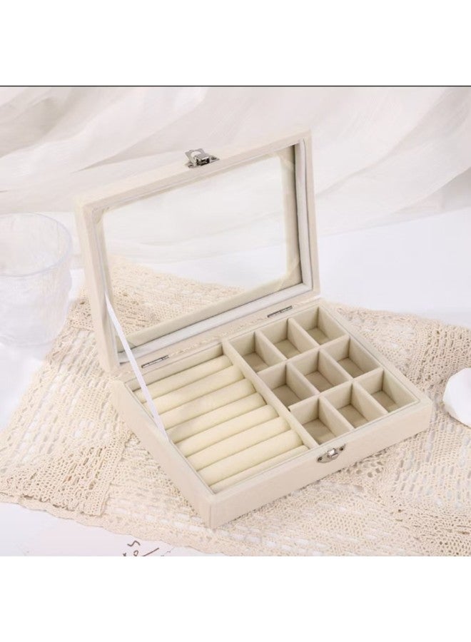 Jewelry Storage Box Anti-oxidation Earrings Earrings Necklace Flannel Acrylic High-grade Exquisite Jewelry Box Artifact-Color: Jewelry Box  - Image 2