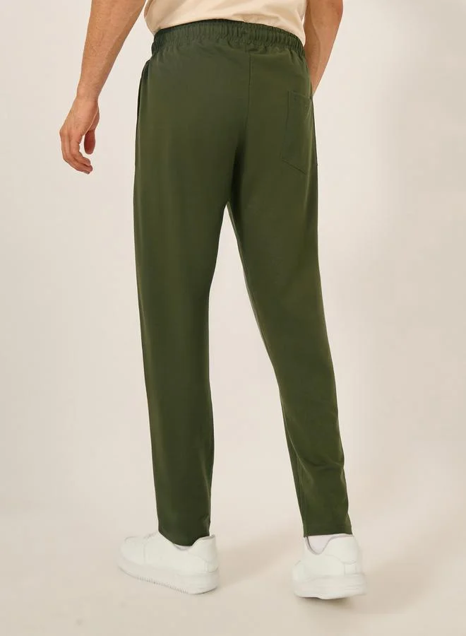 ستايلي بنطلون رياضي Eco Earth Slim Terry بخصر مفتوح وجيوب بفتحة