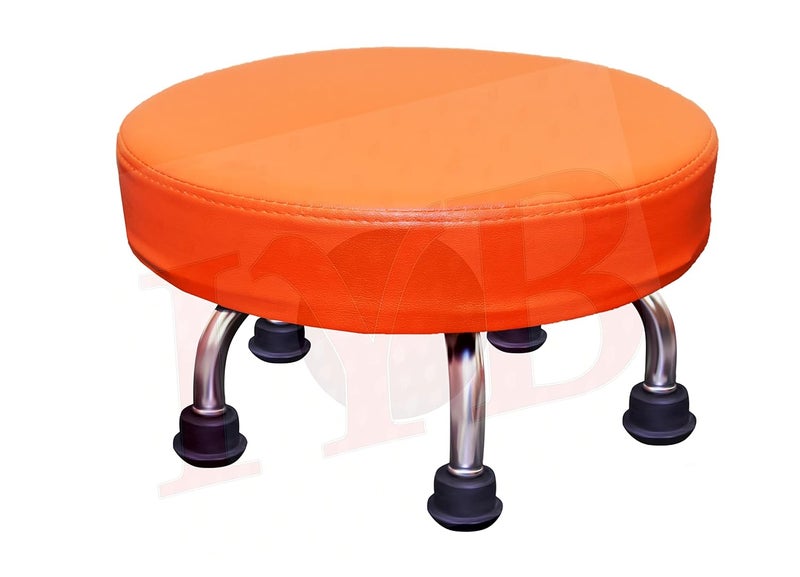 IYB PU Foam Low Seat Round Small Stool with Universal Stopper for HomeOfficeGarageShopFitnessSport Orange