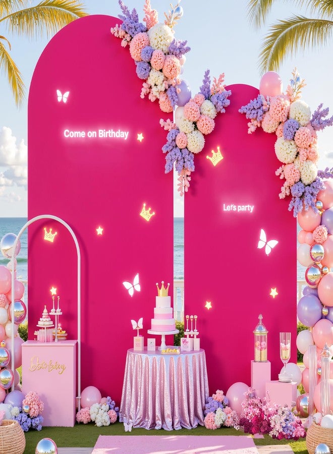 Suppromo Pink and Hot Pink Arch Backdrop Cover Set of 2-7.2ft, 6ft Arch Covers Stretchy Backdrop Spandex Birthday Party Arch Stand Covers for Girls Baby Shower Wedding Banquet Photo Background Decorations - Image 3